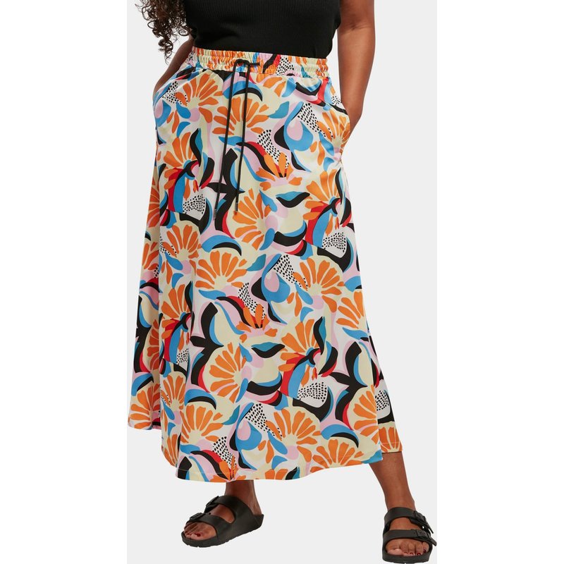 Urban Classics Ladies AOP Satin Midi Skirt