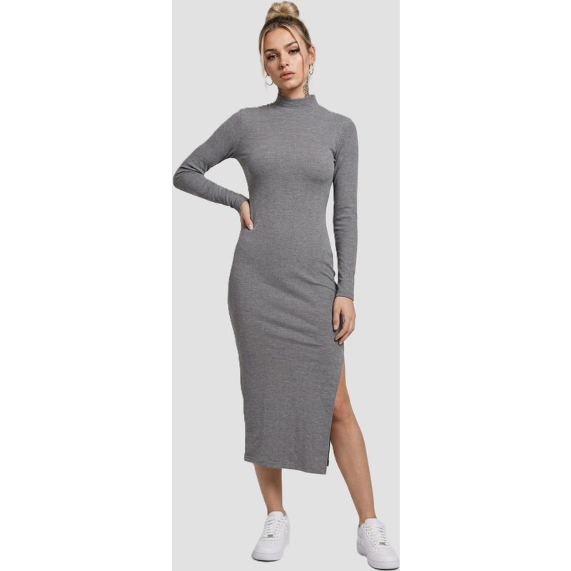 Urban Classics Ladies Rib Longlseeve Mockneck Dress