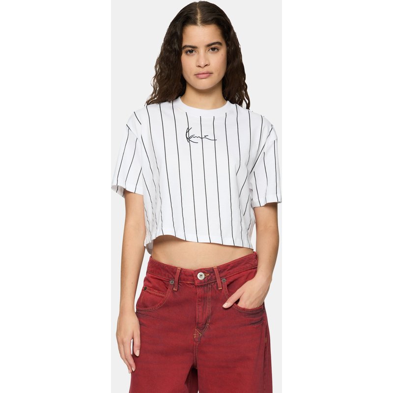 Karl Kani Small Signature Essential Pinstripe Crop T-Shirt