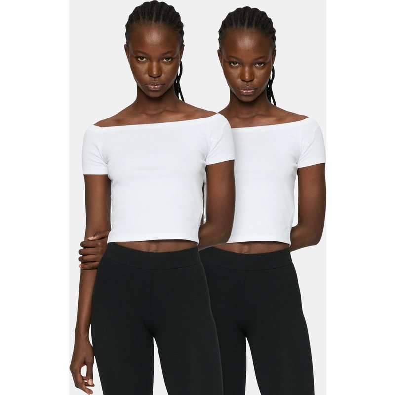 Urban Classics Ladies Essentials Off Shoulder Rib Tee 2-Pack