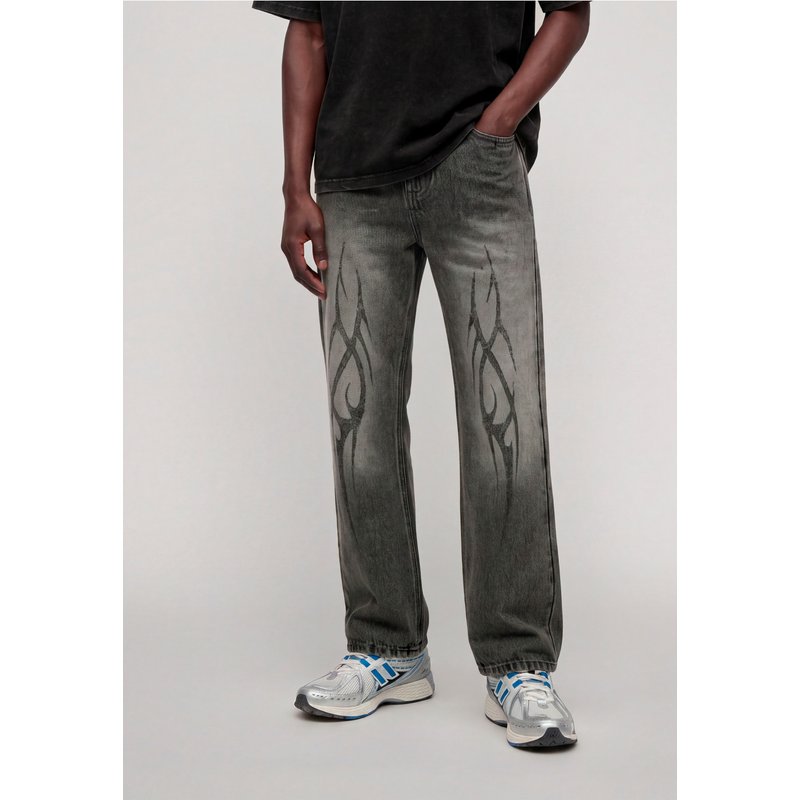 Favela TRIBAL DISTRESSED PRINT BOOTCUT DENIM
