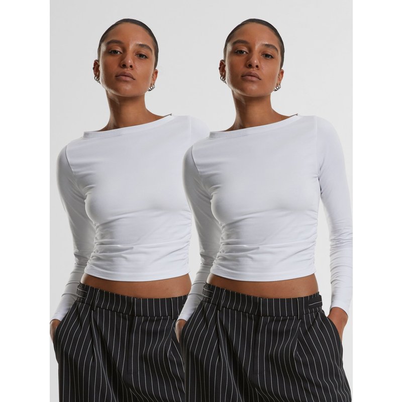 Urban Classics Ladies Ruffled Super Slim 2 Pack Longsleeve