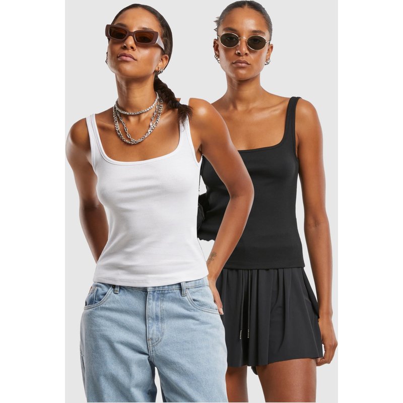 Urban Classics Ladies Wide Neck Rib Top 2-Pack