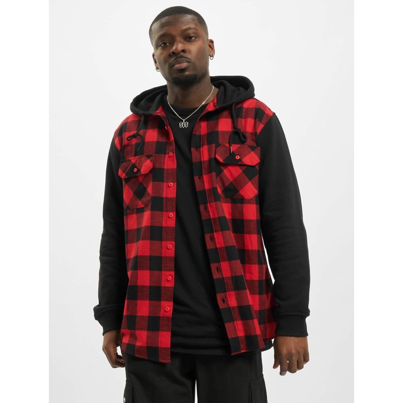 Urban Classics Hooded Checked Flanell Sweat Sleeve Shirt