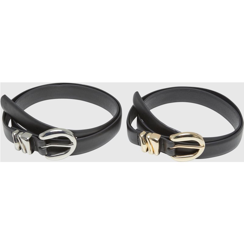 Urban Classics Chunky Multiple Loop Synthetic Leather Belt 2-Pack