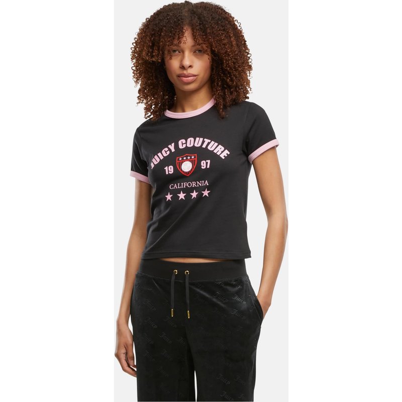 Juicy Couture THE ARCHED FOOTBALL RINGER T-SHIRT