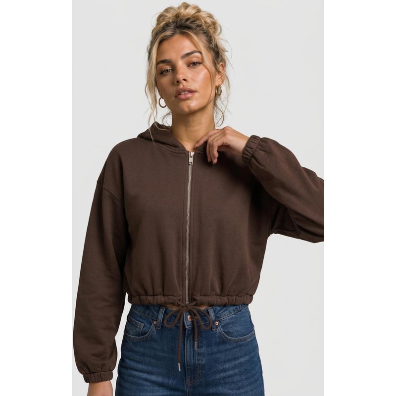 Urban Classics Ladies Fluffy Cropped Zip Hoodie