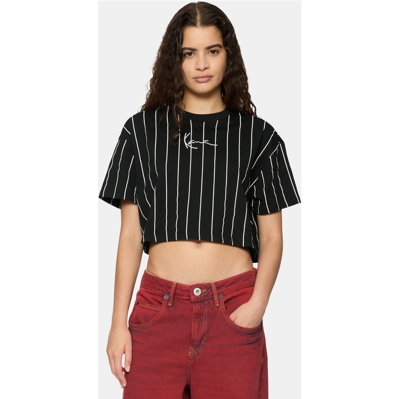 Karl Kani Small Signature Essential Pinstripe Crop T-Shirt