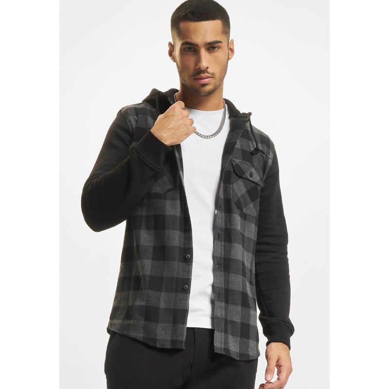 Urban Classics Hooded Checked Flanell Sweat Sleeve Shirt