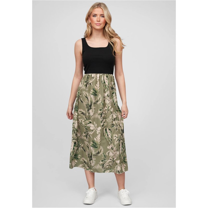 Cloud5ive Damen Maxi-Kleid 2-Tone mit Palmen Print