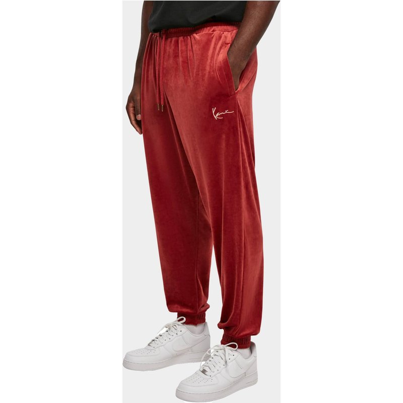 Karl Kani KM214-012-1 Small Signature Velvet Pants dark red