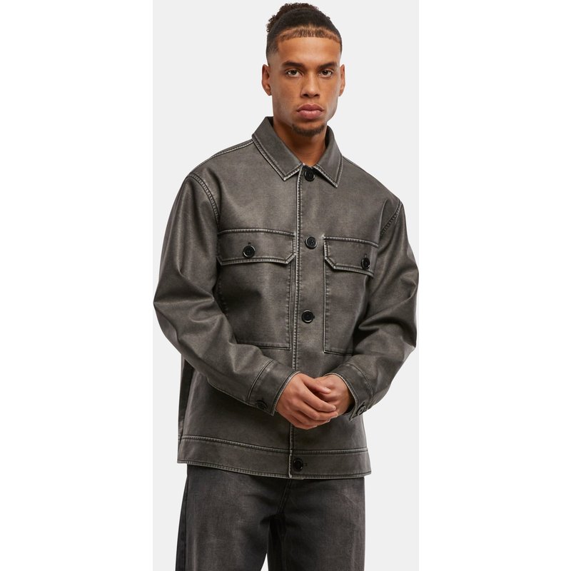 Urban Classics Synthetic Vintage Leather Shirt Jacket