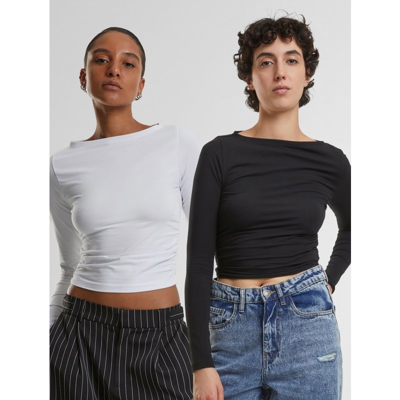 Urban Classics Ladies Ruffled Super Slim 2 Pack Longsleeve