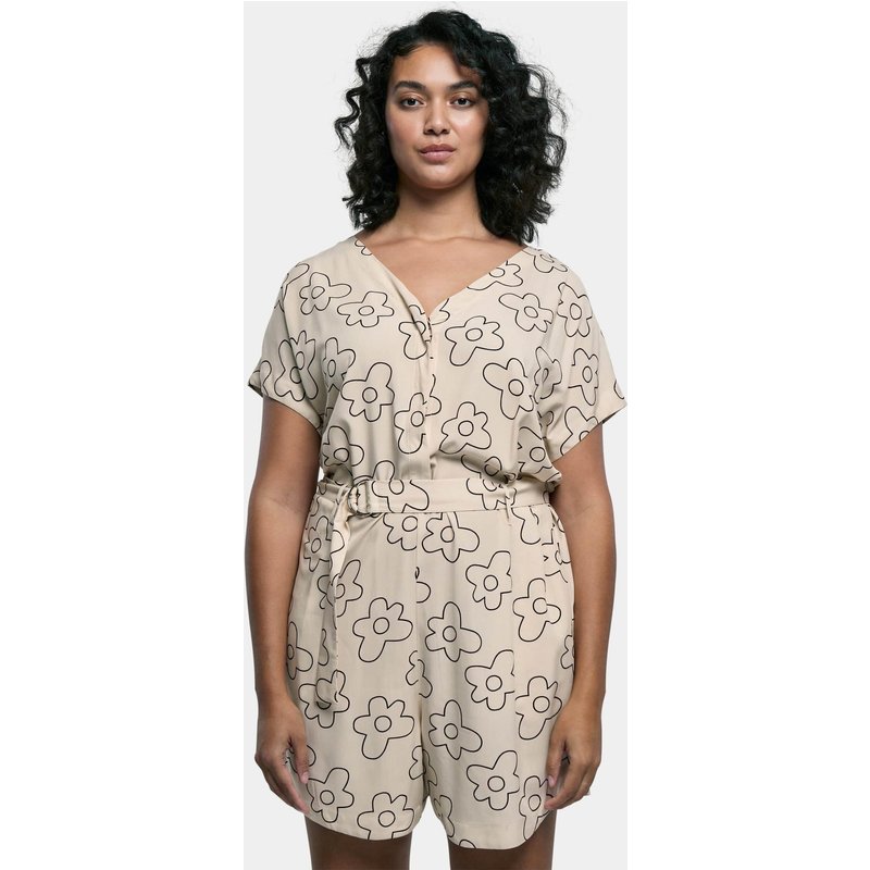 Urban Classics Ladies Short Viscose Belt Jumpsuit