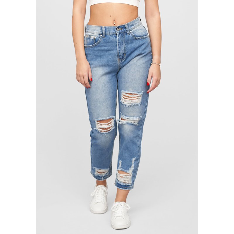 Cloud5ive High-Waist Boyfriend Destroyed Jeans Hose 5-Pockets