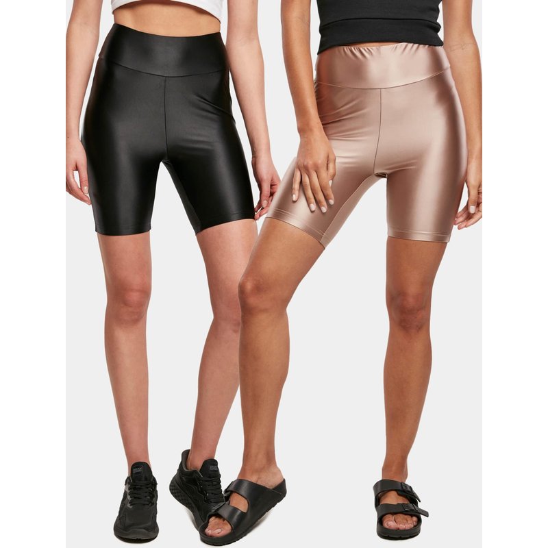 Urban Classics Ladies Highwaist Shiny Metalic Cycle Short 2-Pack