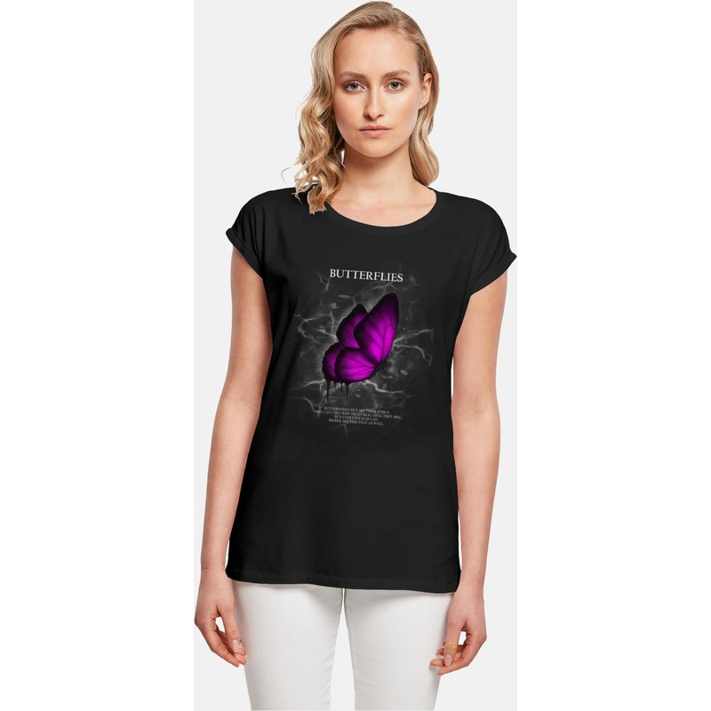 Merchcode POD Ladies Butterflies Extended Shoulder Tee