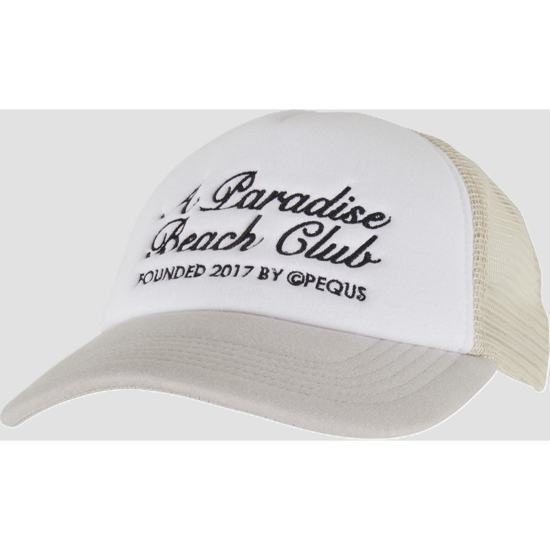 PEQUS A Paradise Beach Club Curved Logo Trucker Cap