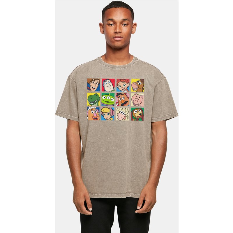 Absolute Cult Toy Story - Character Squares Acid Washed Oversize Tee