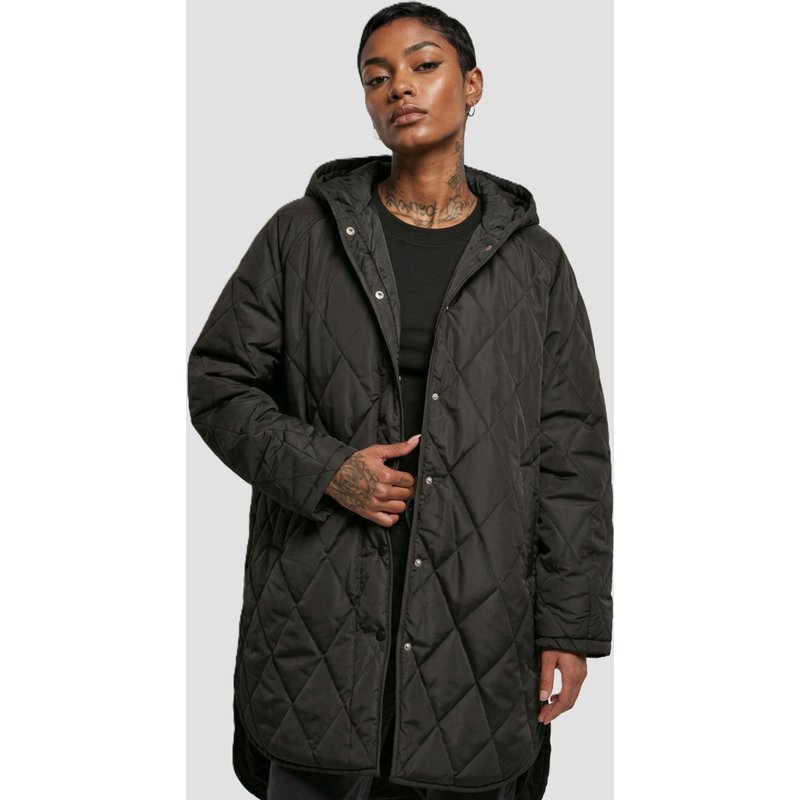 Urban Classics Ladies Oversized Diamond Quilted Hooded Coat