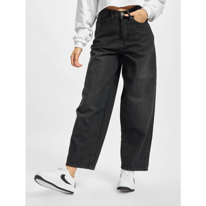 Urban Classics Ladies High Waist Wide Leg Cropped Denim Pants
