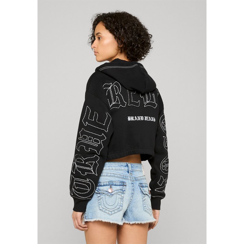 True Religion BIG T APPLIQUE RELAX ZIP UP HOODIE