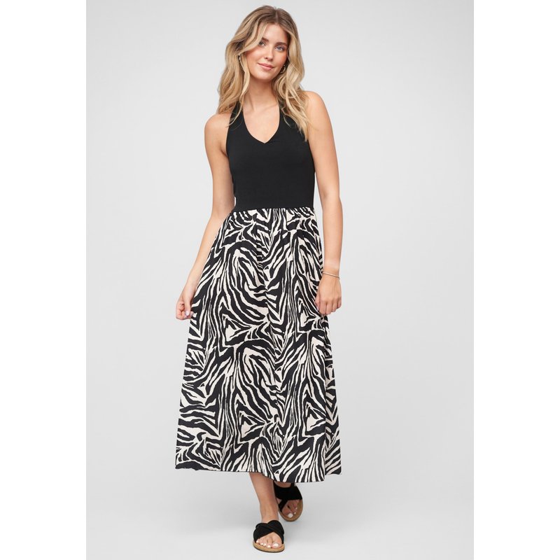 Cloud5ive Maxi Neckholder-Dress with zebra print