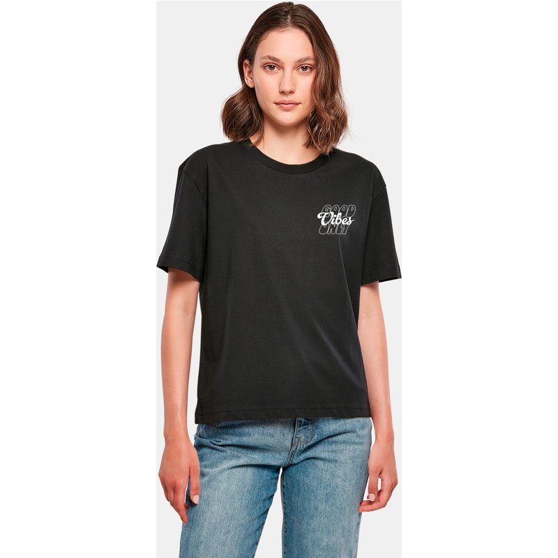 Miss Tee Good Vibes Wording Puff Print T-Shirt