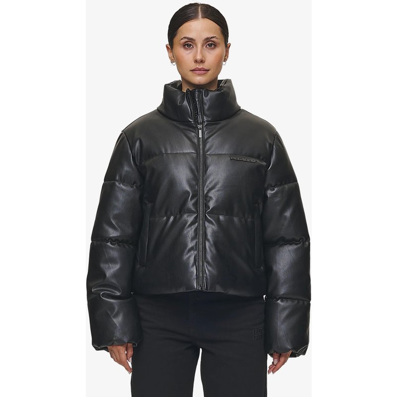 PEGADOR Georgia Faux Leather Metal Logo Puffer Jacket