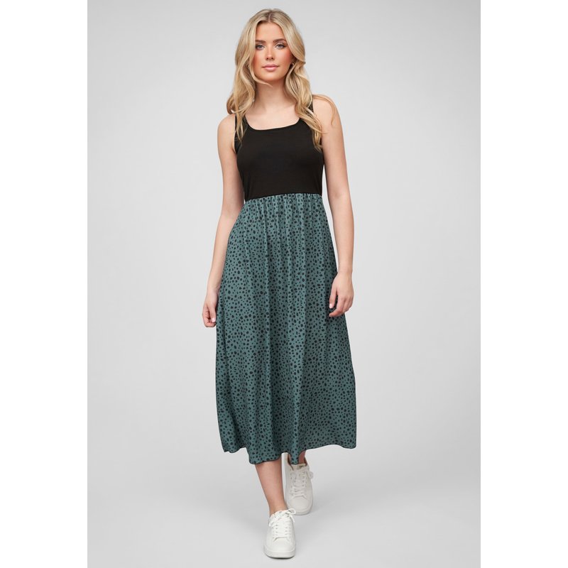 Cloud5ive Damen Maxi-Kleid Rundhals mit Punkt Print