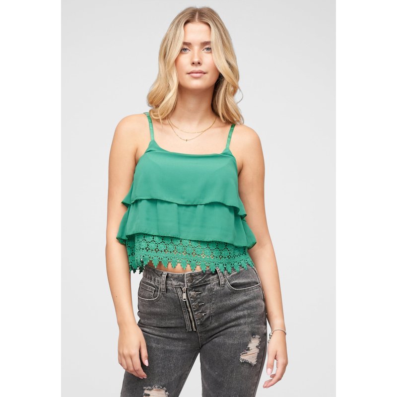 Cloud5ive Chiffon Stufen Top mit Spitze 3-lagig