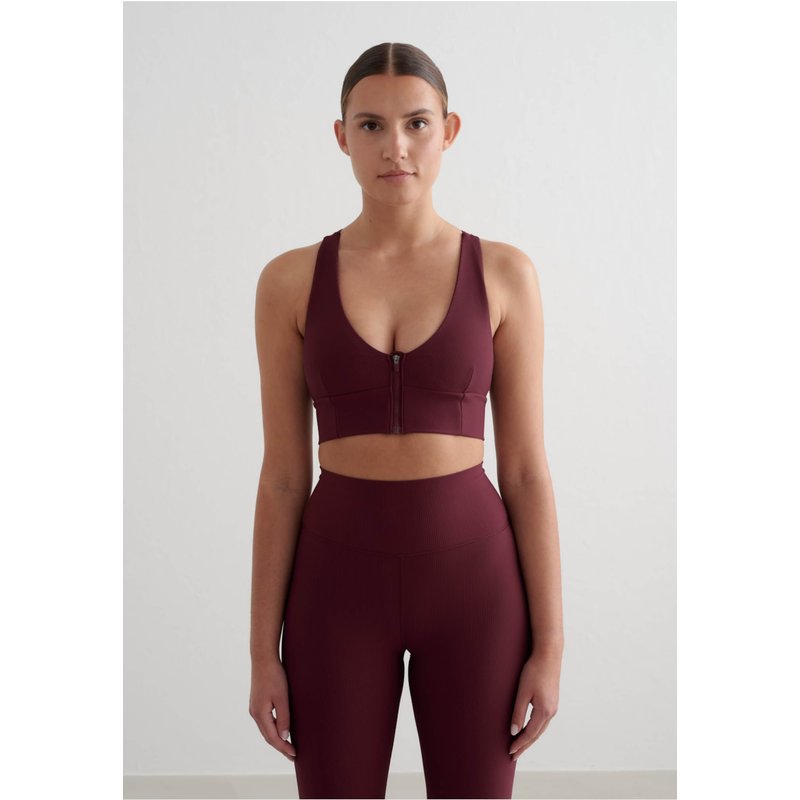 aimn Cherry Ribbed Performance Zipped Bra
