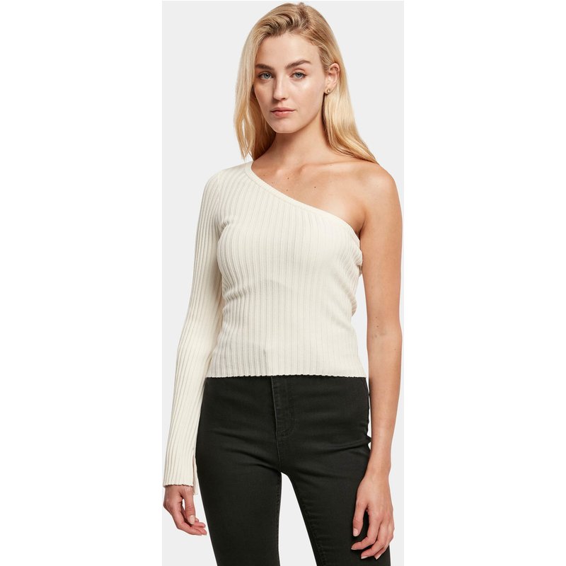 Urban Classics Ladies Short Rib Knit One Sleeve Sweater