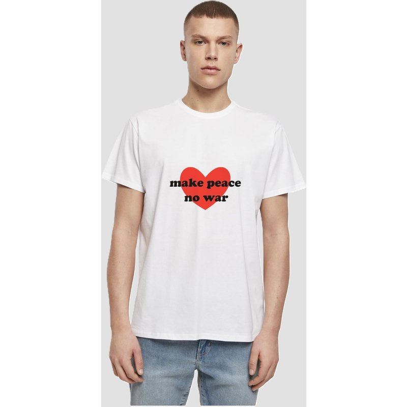 Merchcode Peace - Red Heart White Basic T-Shirt