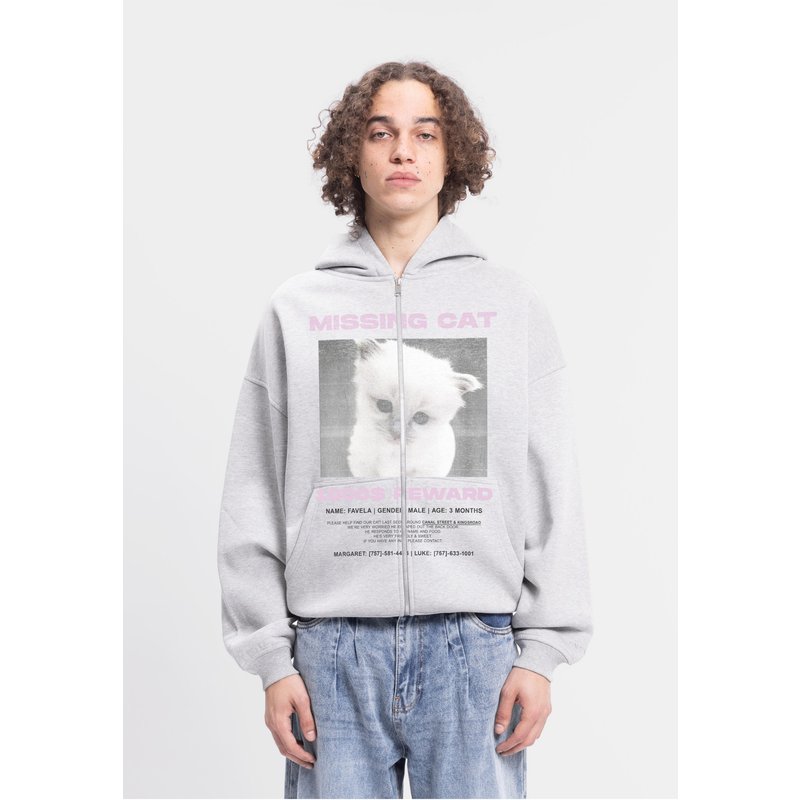 Favela MISSING LIGHT GREY MELANGE FRONTZIP