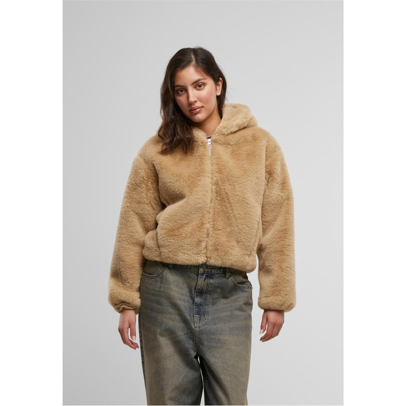 Urban Classics Ladies Full Zip Faux Fur Hoodie