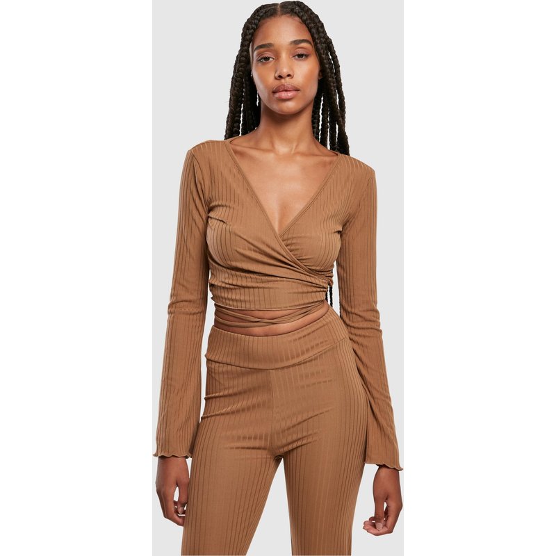 Urban Classics Ladies Cropped Rib Wrapped Longsleeve