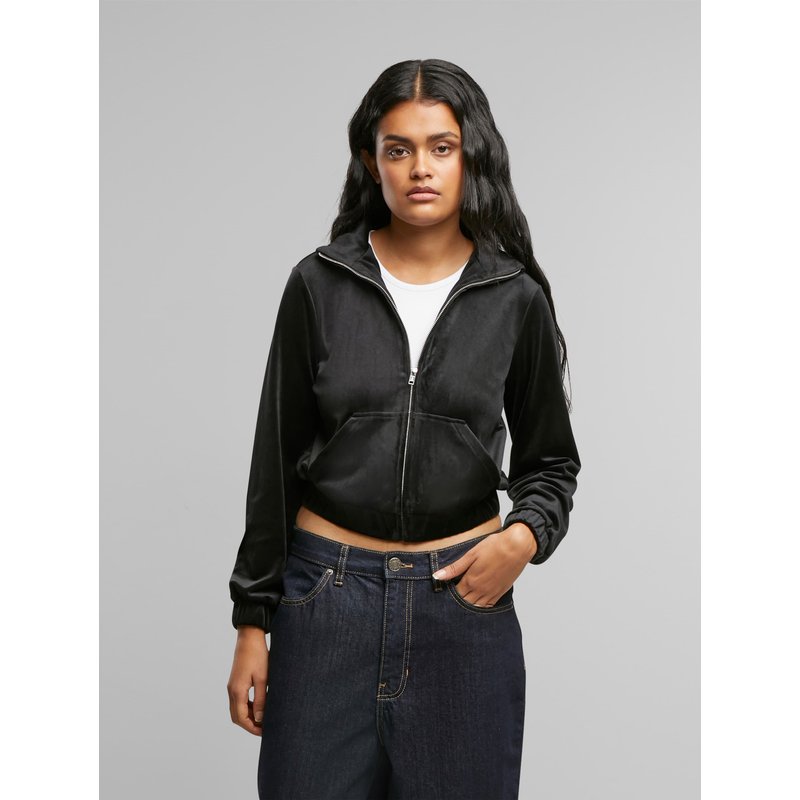 Urban Classics Ladies Short Velvet Track Übergangsjacke