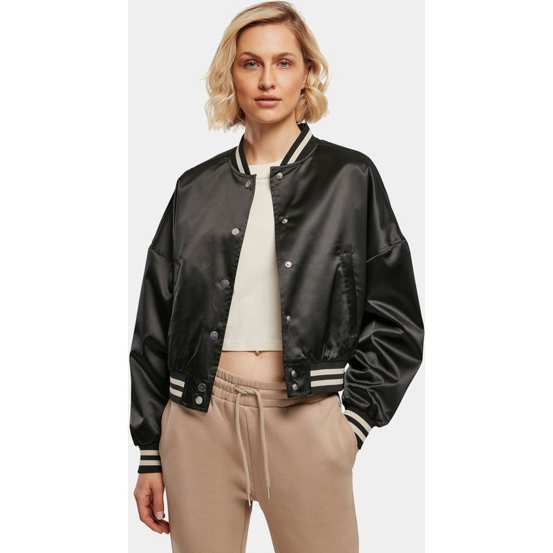 Urban Classics Ladies Short Oversized Satin College Jacket