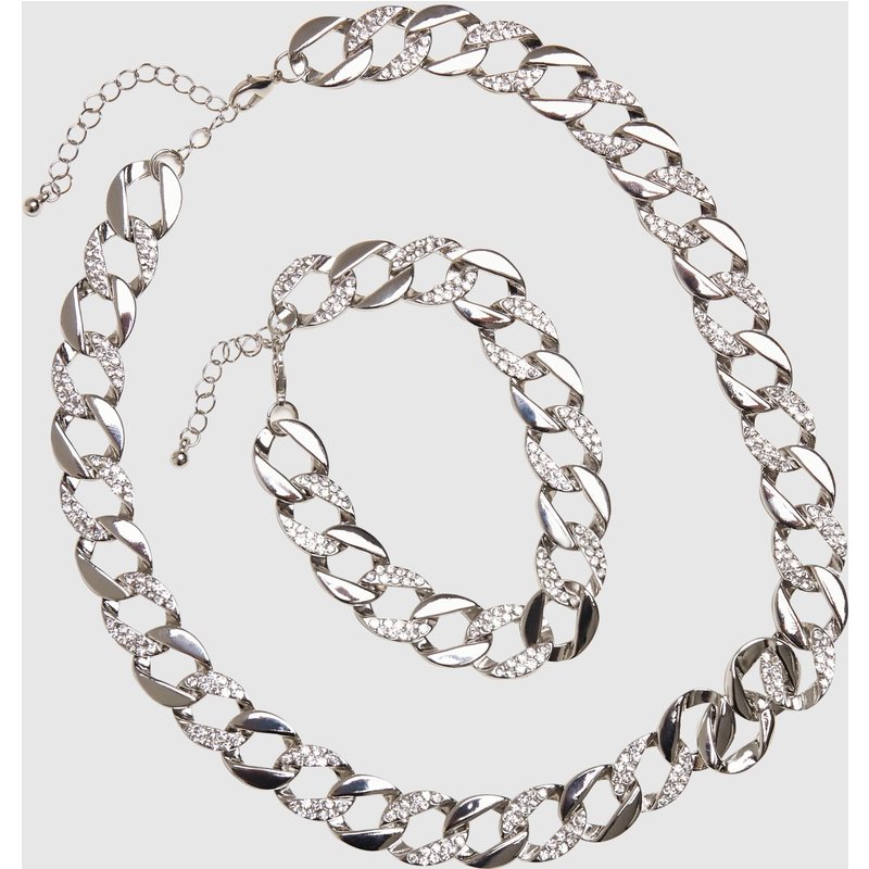 Urban Classics Basic Diamond Necklace And Bracelet Set