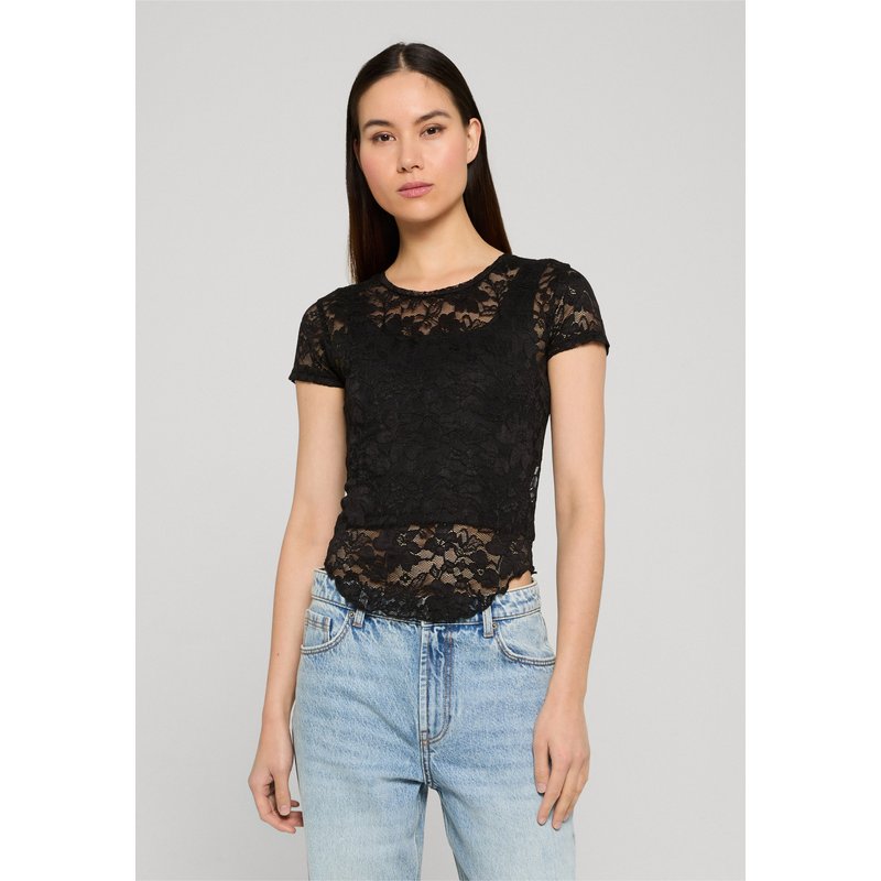 Urban Classics Ladies Stretch Lace Cropped Tee