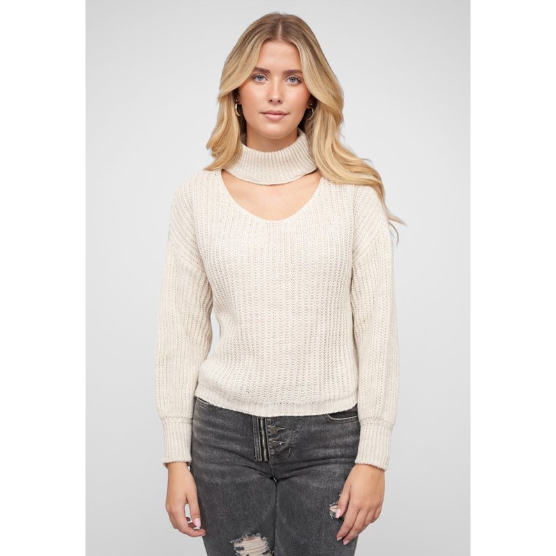 Cloud5ive Pullover mit Stehrollkragen und V-Ausschnitt