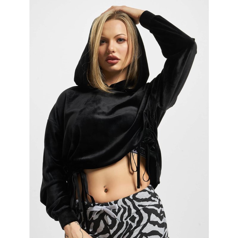 Urban Classics Ladies Short Velvet Gathered Hoody