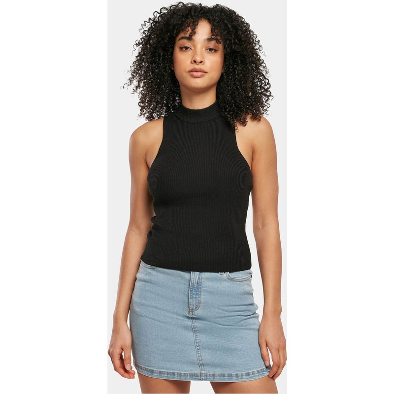 Urban Classics Ladies Short Rib Knit Turtleneck Top