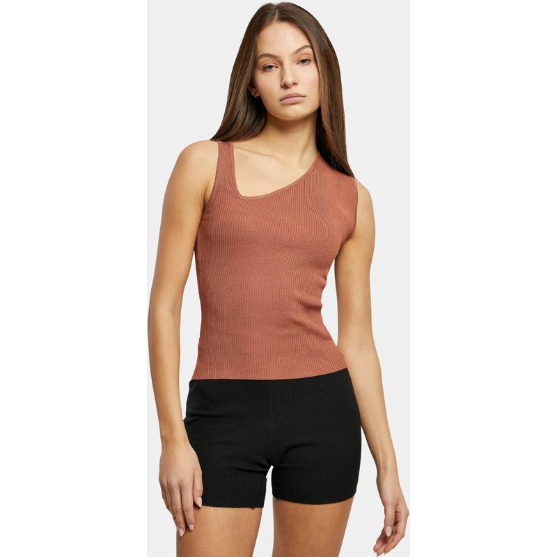 Urban Classics Ladies Rib Knit Asymmetric Top