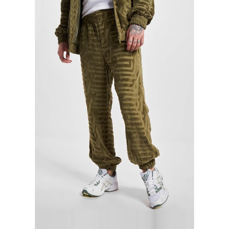 Sean John JM233-009-2 SJ Script Logo Geometric Devorèe Velours Trackpants
