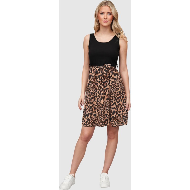 Cloud5ive Damen 2-Tone Tank-Top-Kleid mit Leo Print