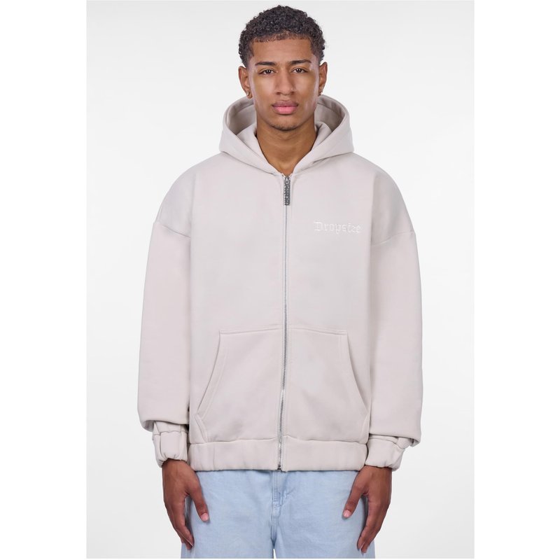 Dropsize HEAVY OVERSIZE EMBO ZIPPER HOODIE
