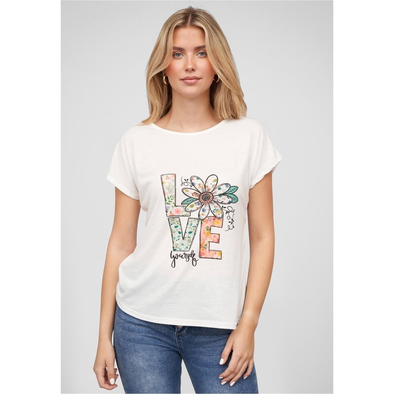 Cloud5ive Viskose T-Shirt mit Love-Blumen Print