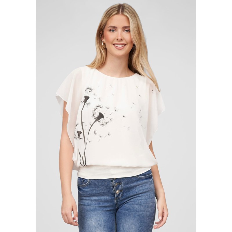 Cloud5ive Damen Shirt Chiffon Top Fledermausärmel